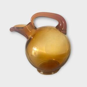 Vintage Cambridge Amber Glass Tilt Pitcher Decanter | no stopper | 1930s